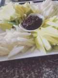 Fresh fruit fries and Shrimp paste or bagoong dip