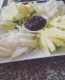 Fresh fruit fries and Shrimp paste or bagoong dip