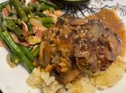 A picture of hamburger steak and mushrooms