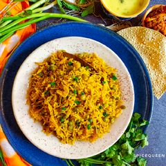 A picture of Lilva Pulav/ Pigeon peas Pulav.