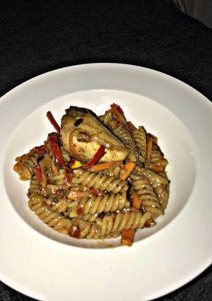 A picture of Wheat Pasta in Mushroom Sauce.