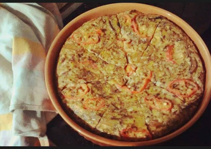 κύρια φωτογραφία συνταγής Ομελέτα φούρνου - πίτσα με πεπερόνι, μοτσαρέλα και πιπεριά ✨keto friendly✨