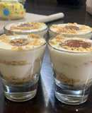 Caramel with cheese cake sauce dessert in a cup