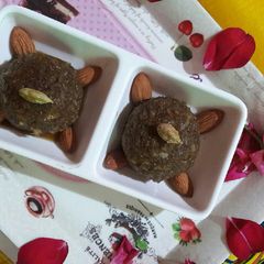 A picture of Coconut molasses laddu.