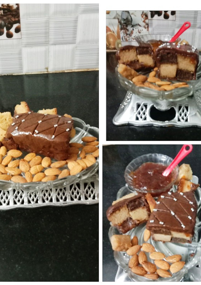 பாதாம் மிக்ஸட் பிரூட் ஜாம் கோகோ செக்ட் கேக்.. (Badam fruit jam cocoa checked cake recipe in tamil) செய்முறை முக்கிய புகைப்படம்