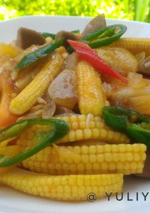 Foto resep Baby Corn with Pineapple and Meat Ball