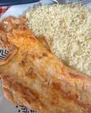 Cuscuz com bife de peru