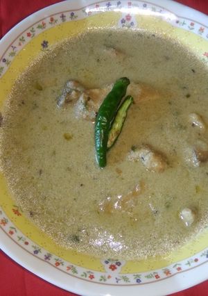 A picture of White chicken curry.