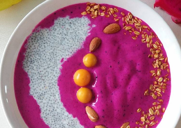 Bagaimana Bikin Dragon fruit smoothies with chia pudding Anti Gagal