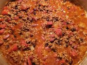 A picture of ground beef, red beans