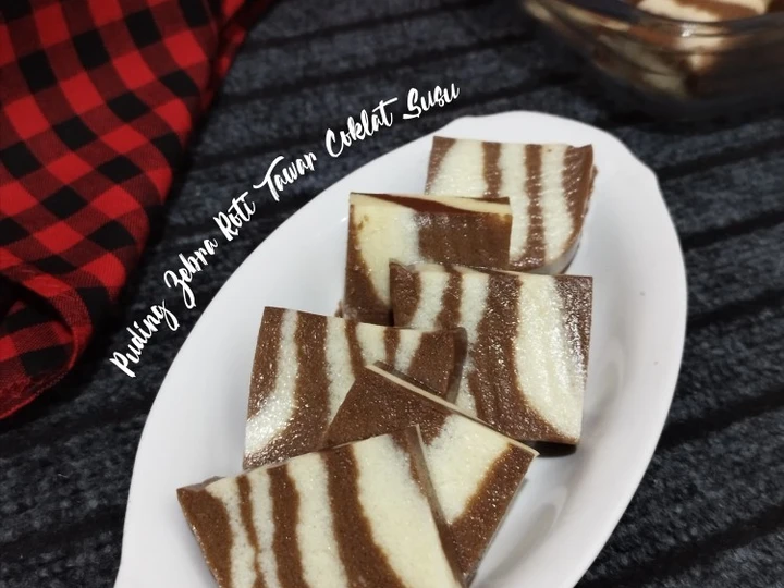 Langkah Gampang Menyiapkan Resep Puding Zebra Roti Tawar Coklat Susu yang Sempurna Anti Ribet, Mantap Sekali