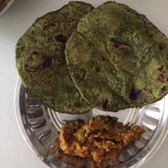 A picture of Spinach (palak)paratha.
