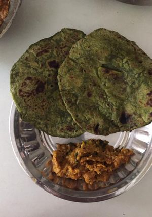 A picture of Spinach (palak)paratha.