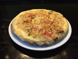 Torti duo de patatas morcilladas con pimientos