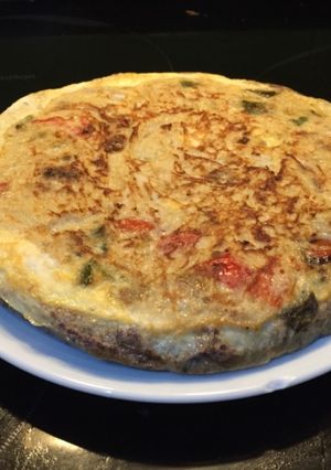 Una foto de Torti duo de patatas morcilladas con pimientos
