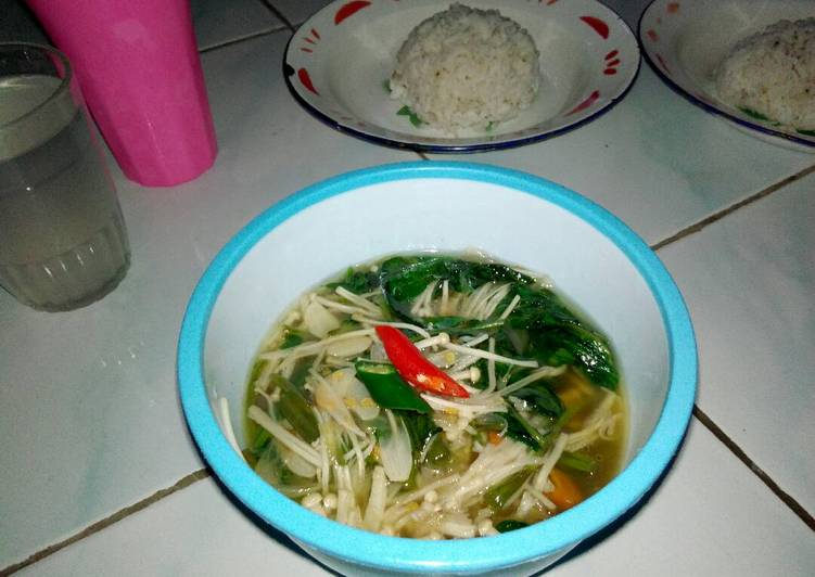 Resep Jamur enoki + kangkung saus tiram yang Enak Banget