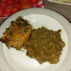 A picture of Hari Sabzi wala Saag with Machli ❤.