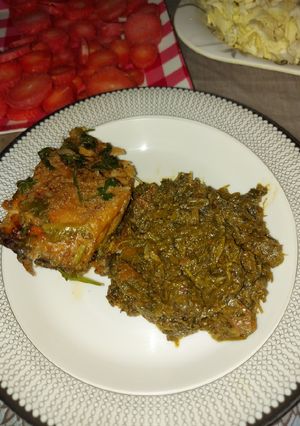 A picture of Hari Sabzi wala Saag with Machli ❤.