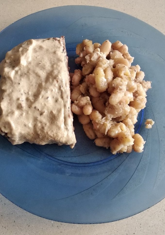 Una foto de Entrecot con salsa de queso