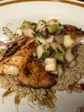 Chili Lime Pan Seared Tilapia with Apple Salsa and Quinoa