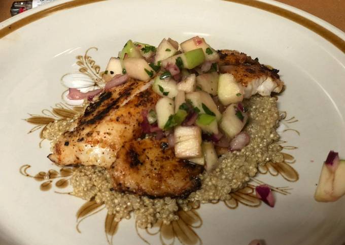 Easiest Way to Make Perfect Chili Lime Pan Seared Tilapia with Apple Salsa and Quinoa