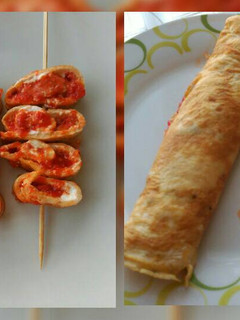 Foto principal de Tortilla francesa rellena de queso crema y mermelada de pimiento