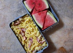 Une photo de Pâtes aux poulets rôtis dans la Box 🍱