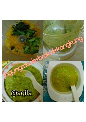 Foto resep Mpasi 6 bulan jagung manis+brokoli+kangkung