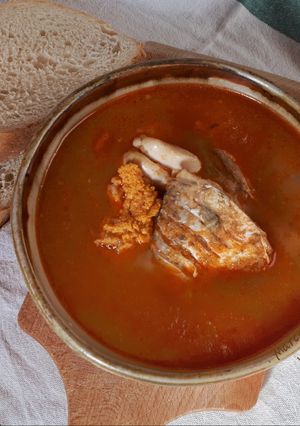 Halászlé a tűzhelyen recept fotója