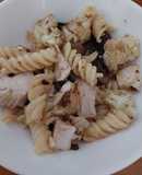 Sig's roast chicken, roast cauliflower, onion and mushroom pasta