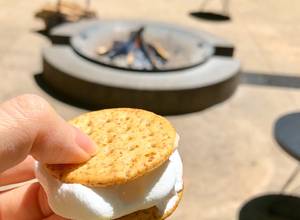 Hình của món Kẹo nướng marshmallow kẹp bánh qui giòn cracker.