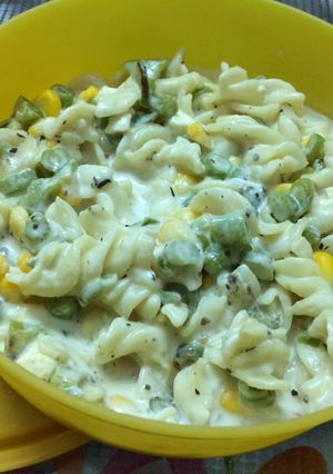 A picture of Yummy white cream sauce pasta recipe.