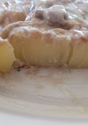 Una foto de Papas champi veganas fondant