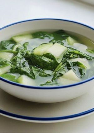 Hình của món 🌱 Canh Bí Đao & Rau Chân Vịt Nấu Chay.