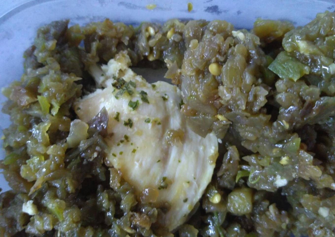 Revuelto de berenjena y pechuga de pollo