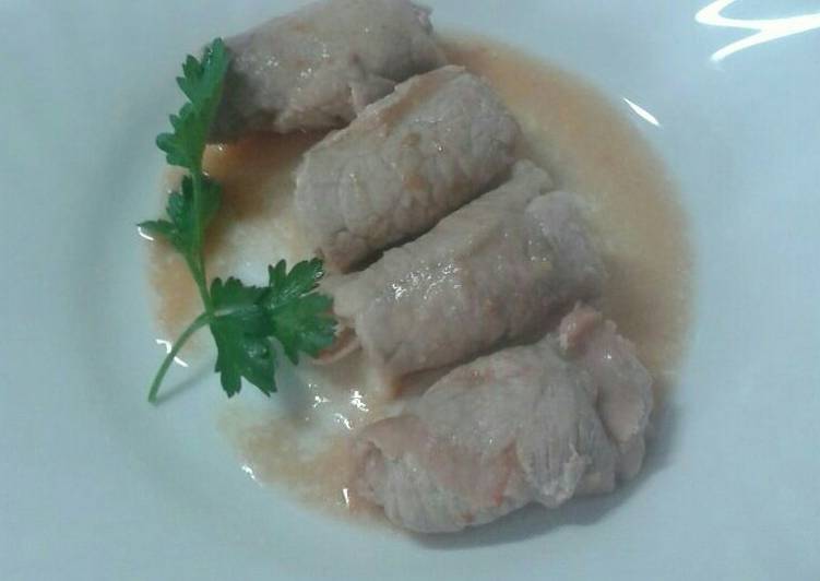 Involtini di maiale al vino rosè