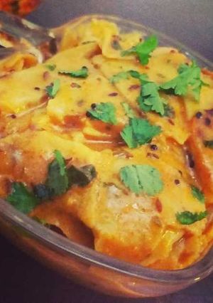 A picture of Papad ki sabji or papad curry.