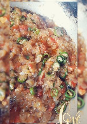 A picture of Baingan ka bharta.