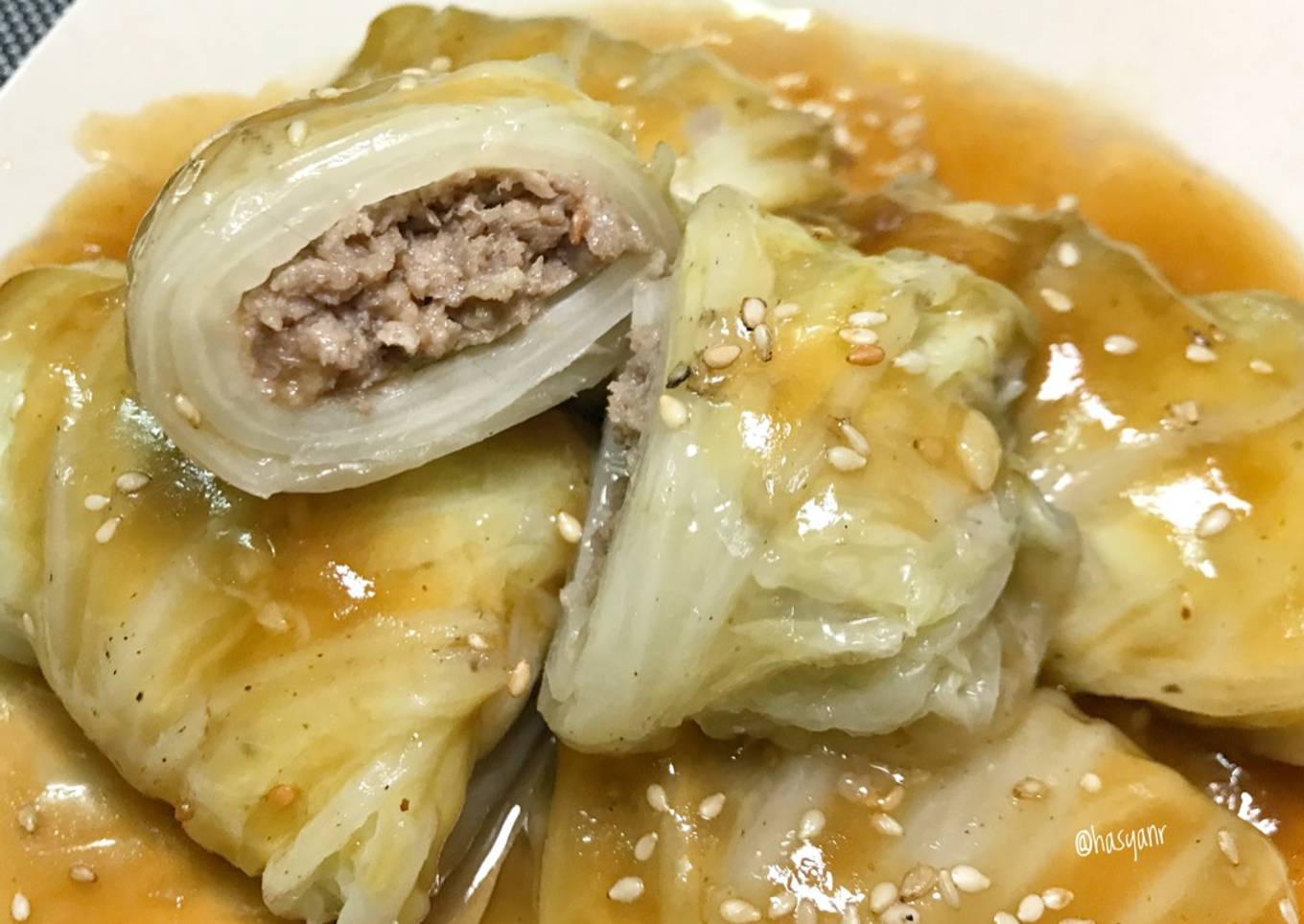 Sawi Gulung isi Daging Cincang