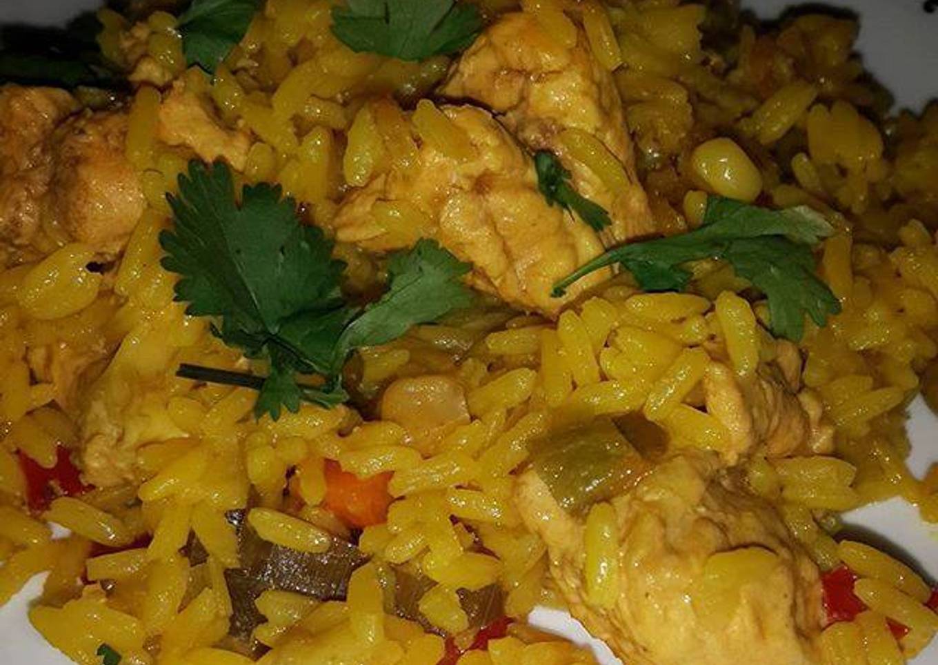 Arroz con pollo y verduras