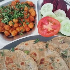 A picture of Chole with Spring onions Paratha.