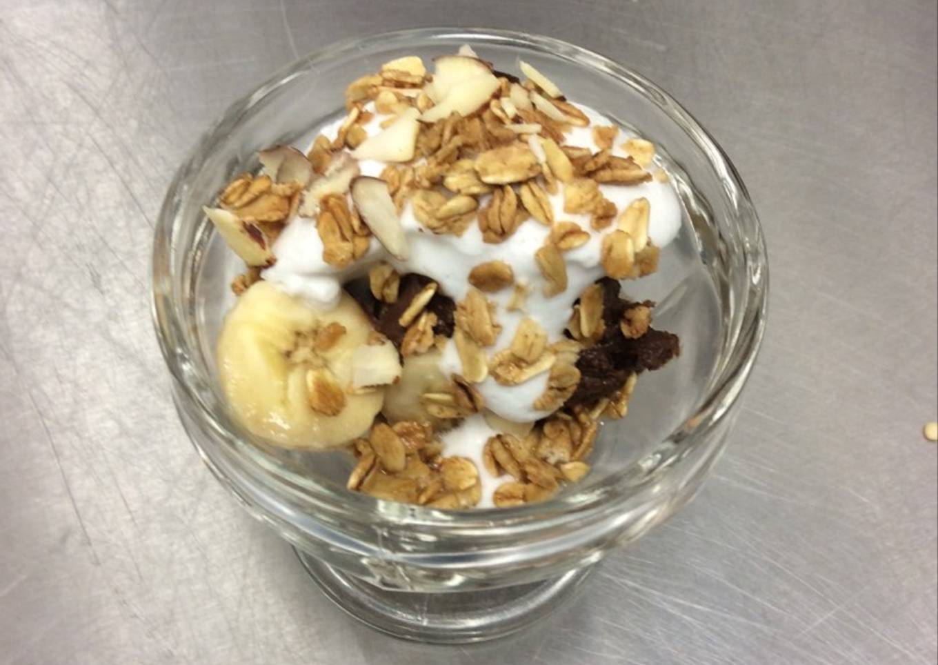 Raw Chocolate Banana Mousse Parfait with Coconut Whip Cream and Vanilla Almond Granola