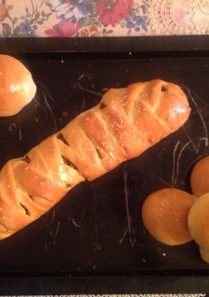 A picture of Chicken filled braided Bread.