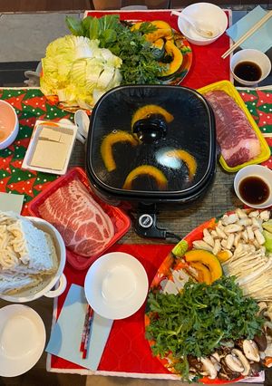 A picture of Sukiyaki Hot Pot (with Sake).