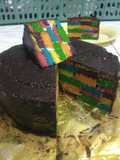 Rainbow checkerboard bake cake