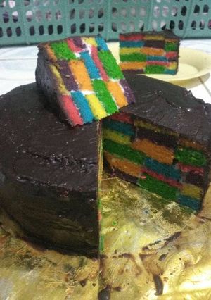 Foto resep Rainbow checkerboard bake cake