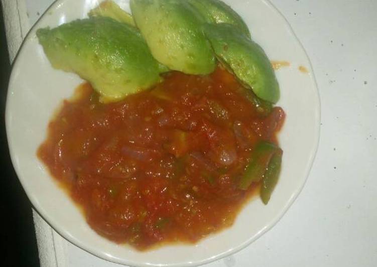 Tomato soup and avocado