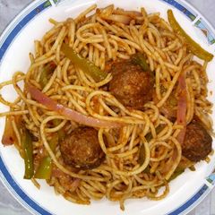 Meatballs spaghetti A picture of Meatballs spaghetti.