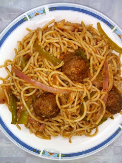 A picture of Meatballs spaghetti.