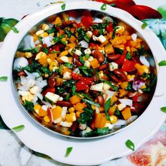 A picture of Healthy tasty Mexican corn with bean salad.